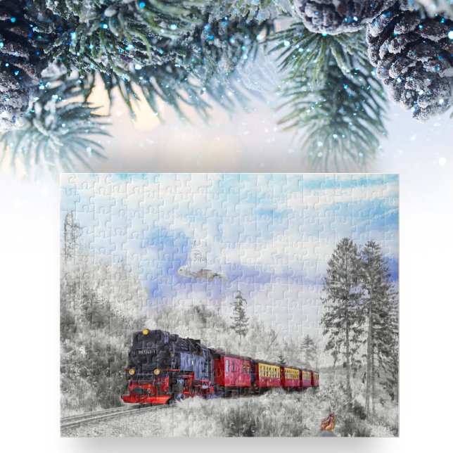Puzzle Train Magique d'Hiver avec Harfang des Neiges & Hi (Créateur téléchargé)