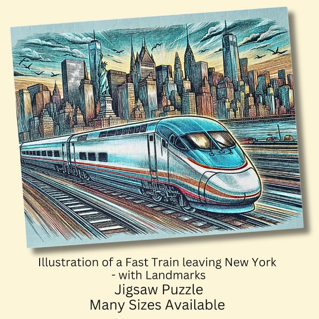 Puzzle Train Rapide Quittant New York + Dessin de Monumen (Créateur téléchargé)