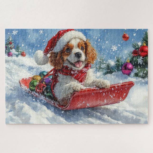 Puzzle Traîneau à chiens Cavalier King Charles Spaniel No (Horizontal)