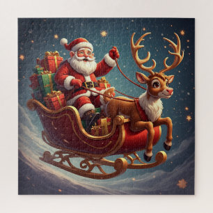Puzzle Traîneau volant du Père Noël la nuit de Noël