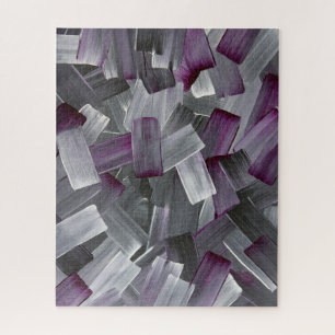 Puzzle Traits de pinceau abstraits en violet, noir et gri