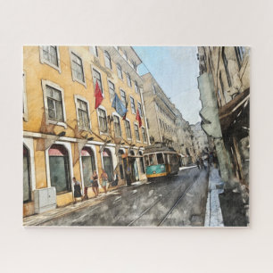 Puzzle Tramway à Lisbonne Portugal Carte postale