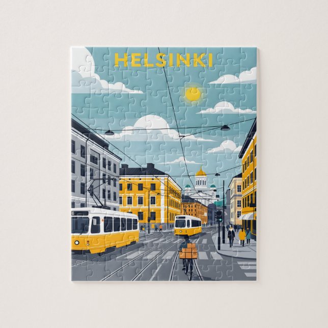 Puzzle Tramway d'Helsinki – Paysage urbain de Finlande (Vertical)