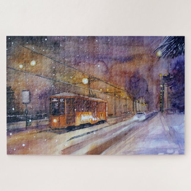 Puzzle tramway et neige (Horizontal)