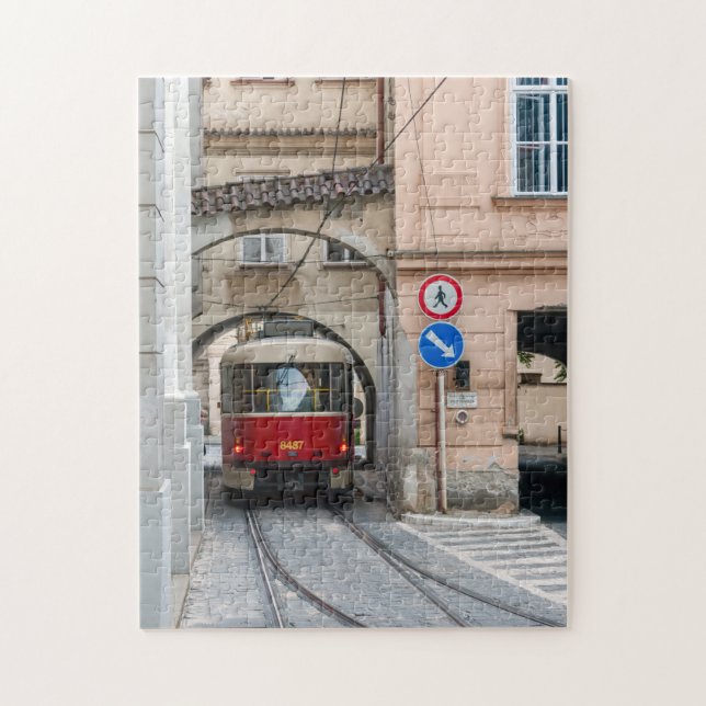 Puzzle Tramway rouge dans la vieille ville de Prague - Ré (Vertical)