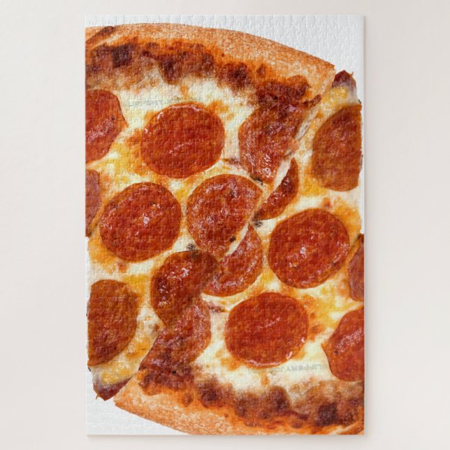 Puzzle Tranche de pizza pepperoni classique de SlipperyJo (Vertical)