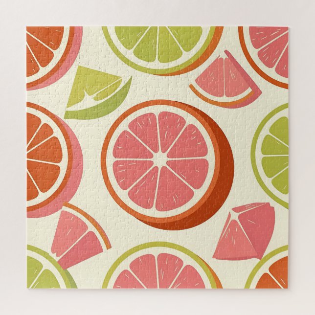 Puzzle Tranches de pamplemousse orange citron vert vibran (Vertical)