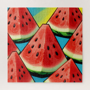 Puzzle Tranches de pastèque vibrantes Pop Art