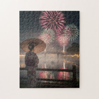 Puzzle Tranquil Colors – A Yukata Girl and Fireworks