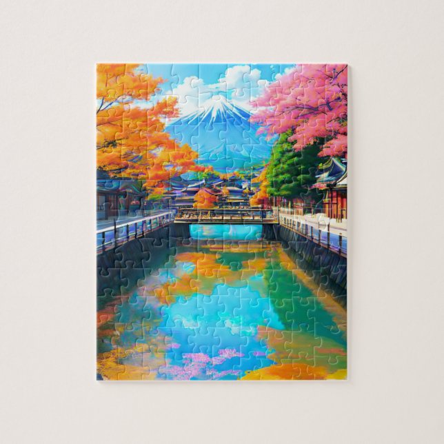 Puzzle Tranquil Waters: Mt. Fuji's Reflection (Vertical)