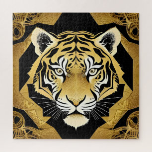 Puzzle Travail d'art du tigre ornemental doré