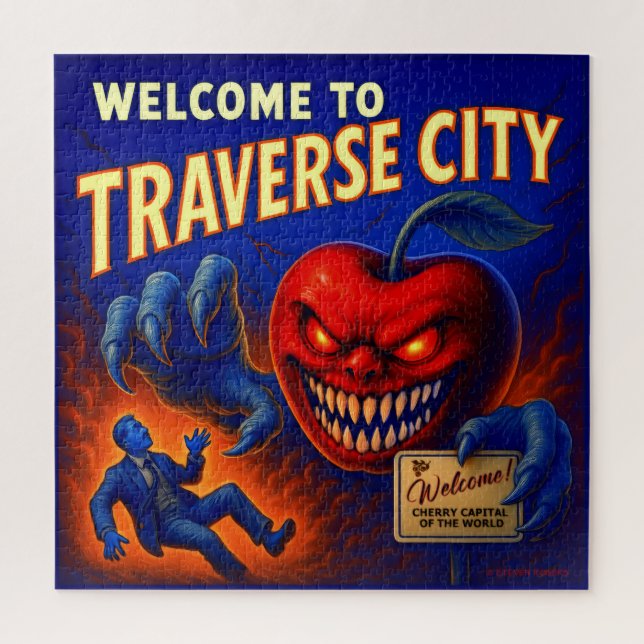 PUZZLE TRAVERSE CITY 20 X 20 POUCE JIGSAW PUZZLE. (Vertical)