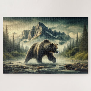 Puzzle Traversée de Grizzly, Ours Grizzly, Paysage de mon