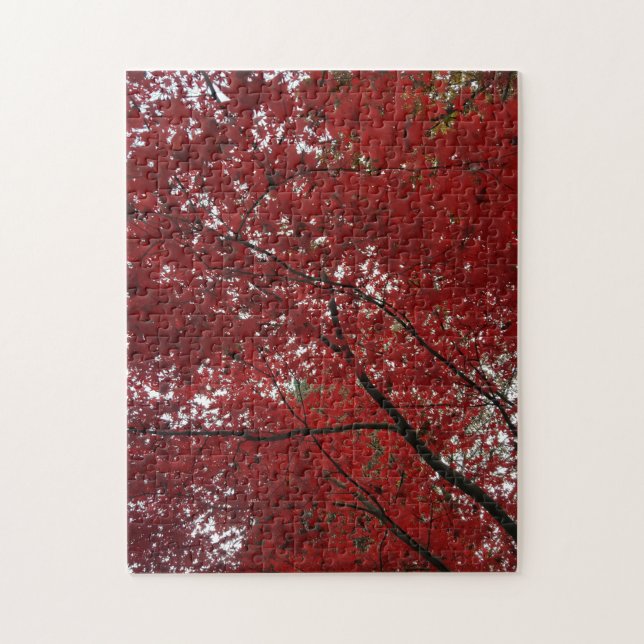 Puzzle Tree Fall Season Red Brown Autumn Leaves (Vertical)