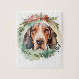 Puzzle Treeing Walker Christmas Wreath Festive Pup