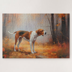 Puzzle Treeing Walker Coonhound dans les feuilles d'autom