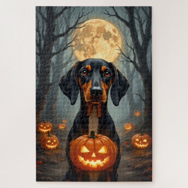 Puzzle Treeing Walker Coonhound Halloween ensorcelé  (Vertical)