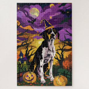 Puzzle Treeing Walker Coonhound Halloween Sorcière Citrou