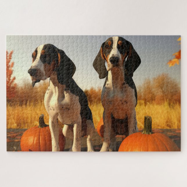 Puzzle Trek Walker Coonhound Chiot Citrouille d'automne (Horizontal)