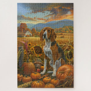 Puzzle Trek Walker Coonhound Dog Automne Thanksgiving