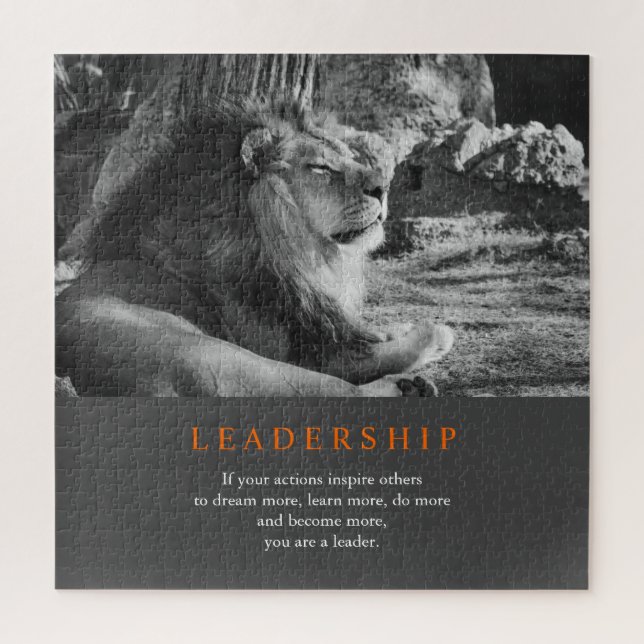 Puzzle Trendy Motivational Leadership Lion Black & White (Vertical)