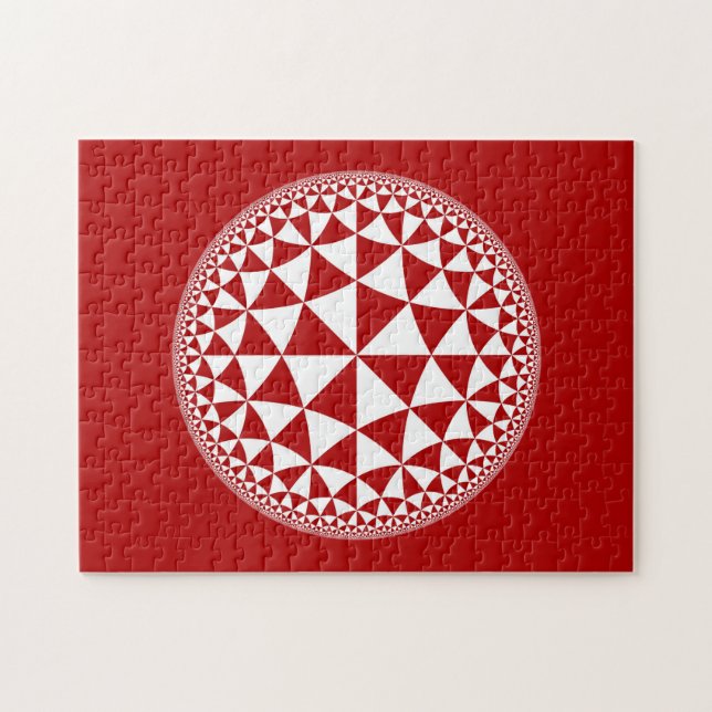 Puzzle Triangle rouge et blanc Rempli Mandala (Horizontal)