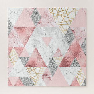 Puzzle Triangles d'argent d'or géométrique, motif en marb