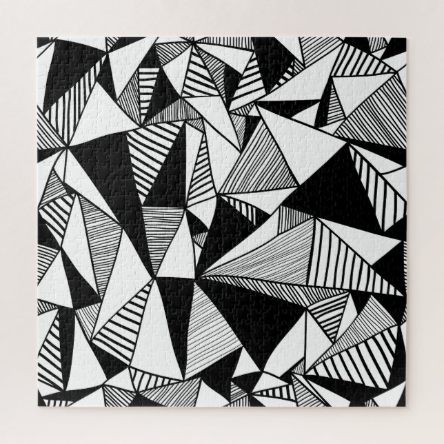 Puzzle Triangles De Mosaïque, Texture Blanc Noir. (Vertical)