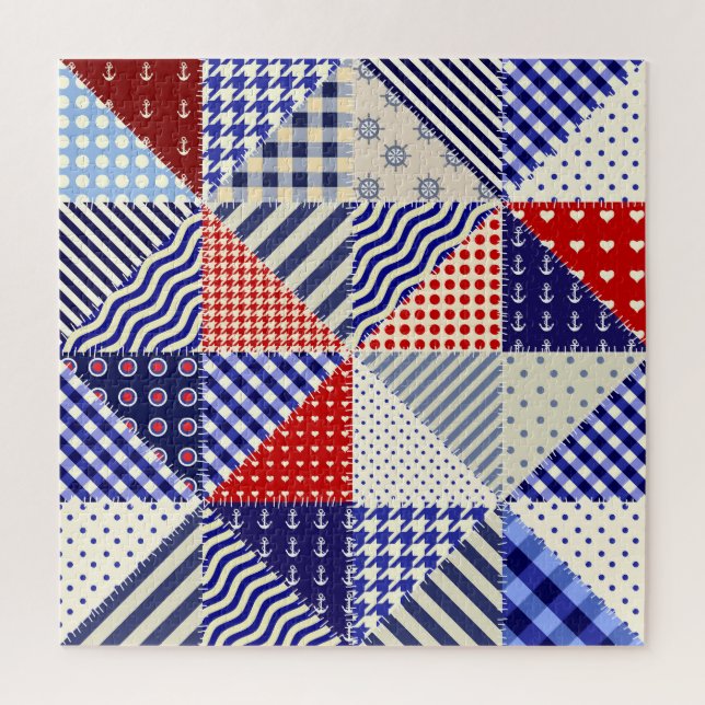 Puzzle Triangles De Patchwork Rétro Style Nautique (Vertical)