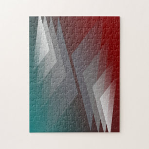 Puzzle Triangles gris sur bordeaux turquoise