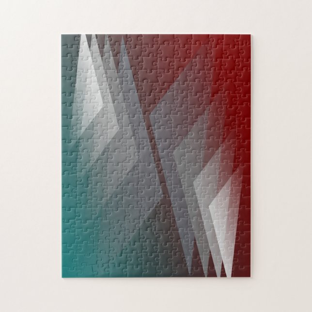 Puzzle Triangles gris sur bordeaux turquoise (Vertical)