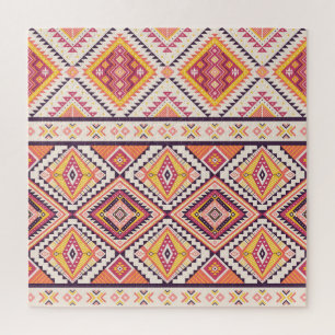 Puzzle Tribal Aztec rayé Arrière - plan sans couture