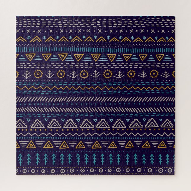 Puzzle Tribal Hand-Drag : Ethnic Seamless Motif (Vertical)