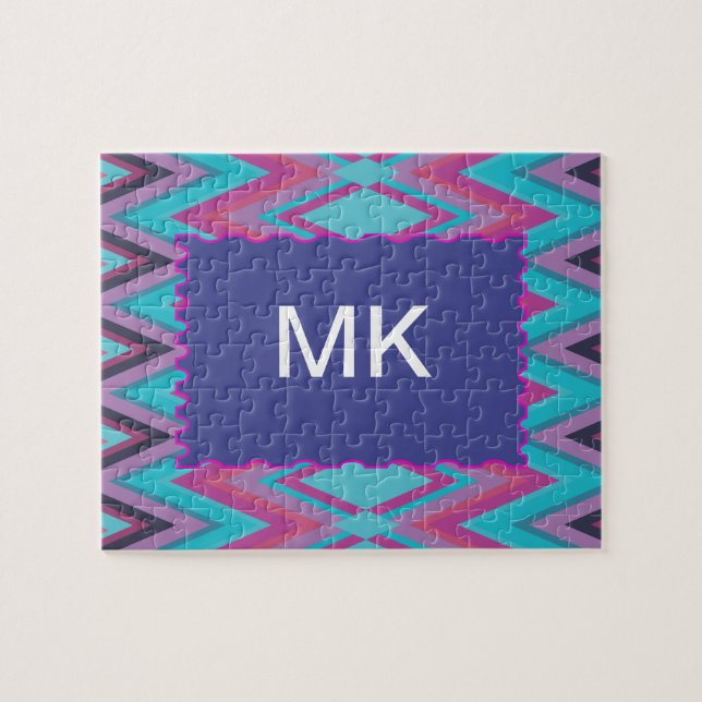 Puzzle Tribal pourpre et Aqua (Horizontal)