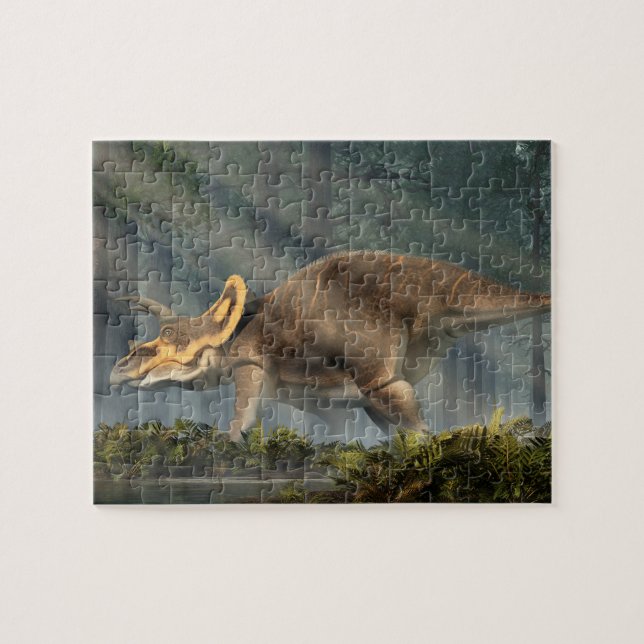Puzzle Triceratops in a Primeval Forest (Horizontal)