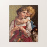 Puzzle Tricot mère avec enfant et chat<br><div class="desc">Tricot mère avec enfant et chat</div>