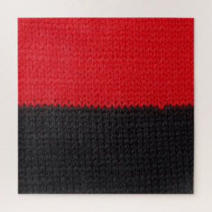 Puzzle tricot rouge-noir : closeup rayé.