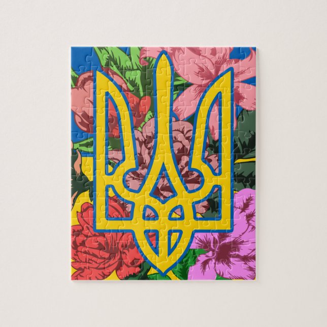 Puzzle Trident ukrainien et drapeau de l'Ukraine avec des (Vertical)