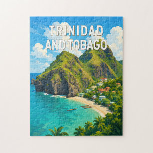 Puzzle Trinidad et Tobago Illustration Art de voyage Rétr