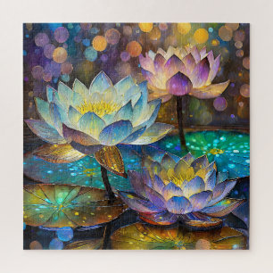 Puzzle Trio de fleurs de lotus lumineuses