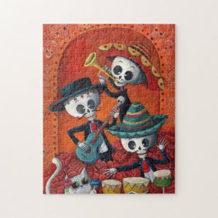 Puzzle Trio de mariachi de Dia de Los Muertos Skeleton