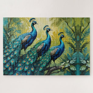 Puzzle Trio des paons dans la forêt de la jungle