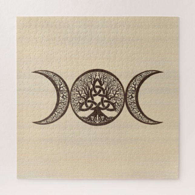 Puzzle Triple Lune Arbre de Vie Triquetra (Vertical)