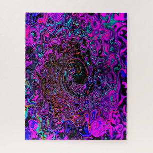Puzzle Trippy Black et Magenta Retro Liquid Swirl