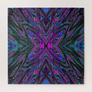 Puzzle Trippy Magenta, Bleu et Vert Papillon Abstrait