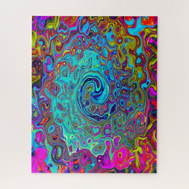 Puzzle Trippy Sky Blue Abstrait Retro Liquid Swirl (Vertical)