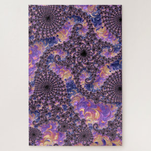 Puzzle Trippy Super Boho Colorful Jewel Tone Fractal Art
