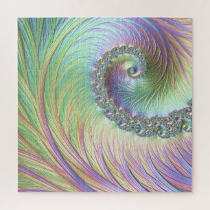 Puzzle Trippy Super Pastel Rainbow Spiral Fractal Art