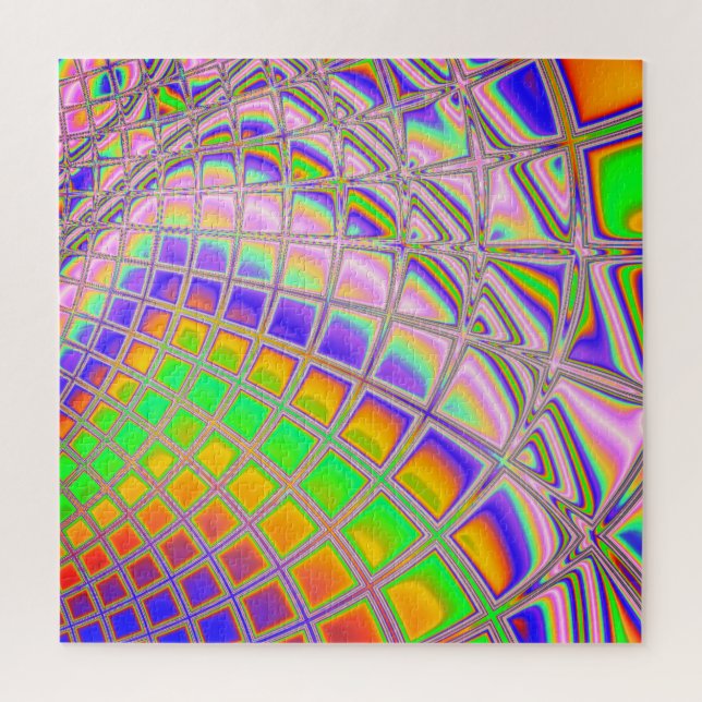 Puzzle Trippy Super Vibrant Abstrait Digital Fractal Art (Vertical)
