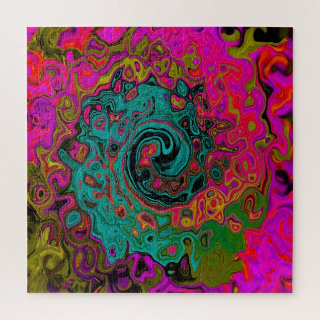 Puzzle Trippy Turquoise Abstrait Retro Liquid Swirl (Vertical)